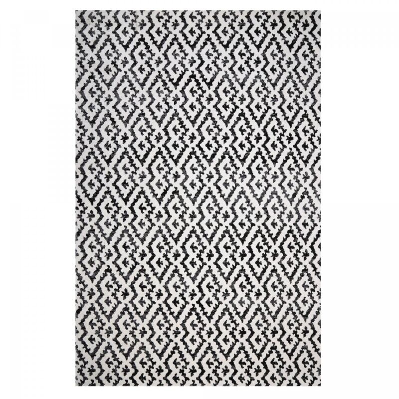 Jadorel - Tapis extérieur kilim 120x170 noir et blanc rectangle edje