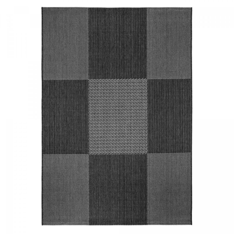 Unamourdetapis - Tapis extérieur kilim 67x140 anthracite et gris rectangle externa