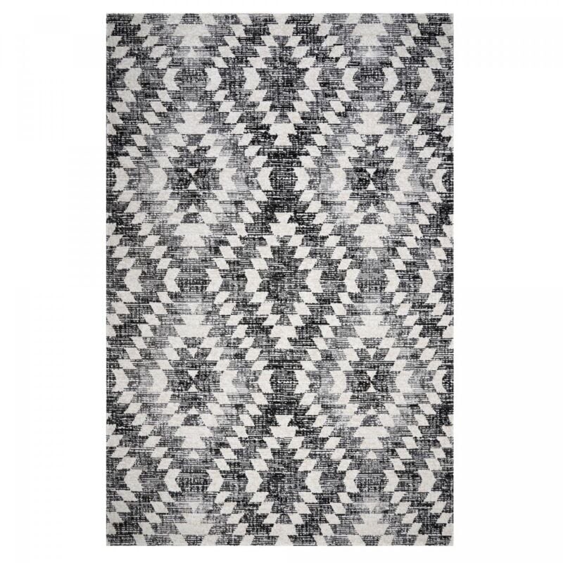 Jadorel - Tapis extérieur kilim 200x280 gris et noir rectangle sandrine