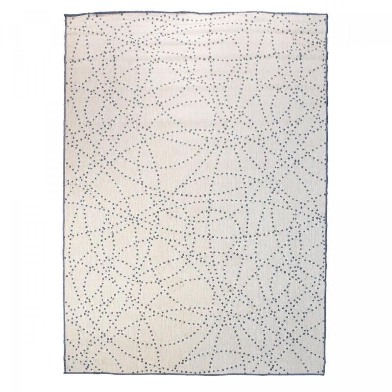 Tapis extérieur, kilim reversible EX1 ten 120x170 bleu et blanc