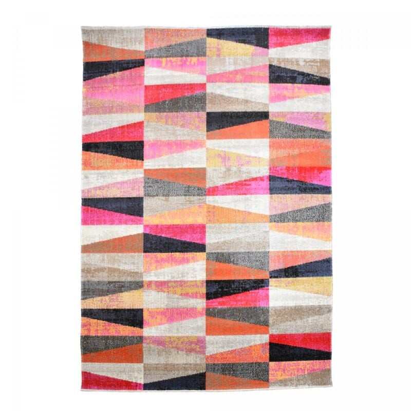 Tapis extérieur kilim 120x170 rouge et beige rectangle EXT CONTO