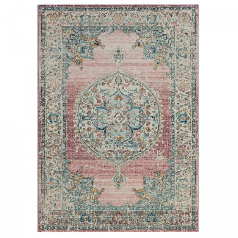 Unamourdetapis - Tapis extérieur kilim 160x230 bleu et ros rectangle salout a