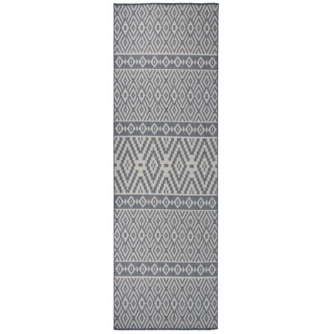 Tapis extérieur à tissage plat Terrasse Salon Cuisine - Tapis de jardin 80x250 cm Rayures bleues BV920928 - BonneVie