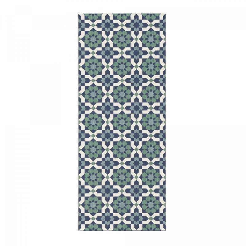 Unamourdetapis - Tapis extérieur kilim 80x200 vert et bleu rectangle casada 14