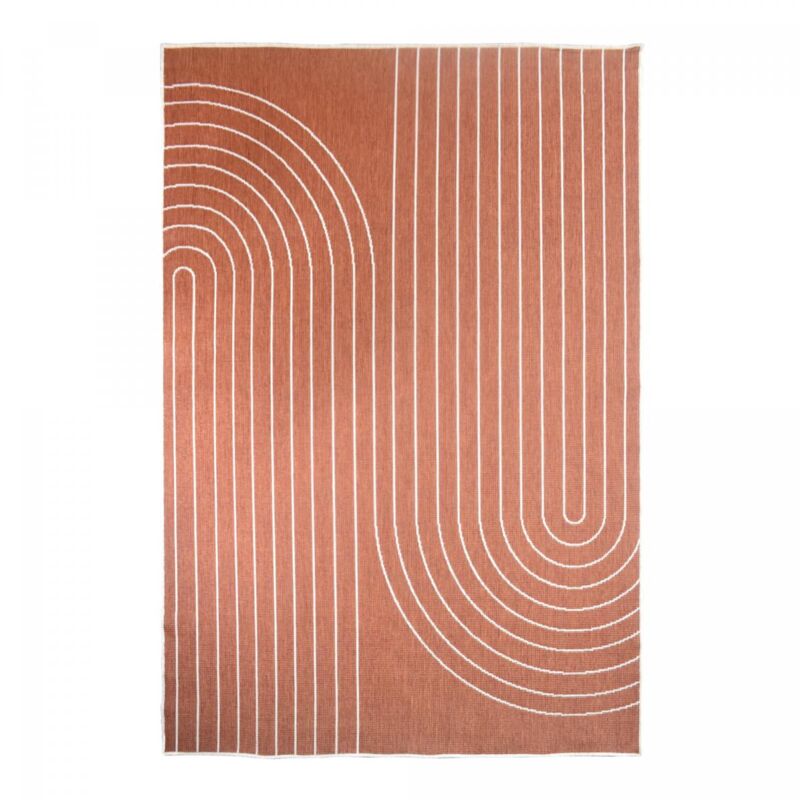 Dezenco - Tapis extérieur, kilim reversible EX1 coub 120x170 Terracota et crème