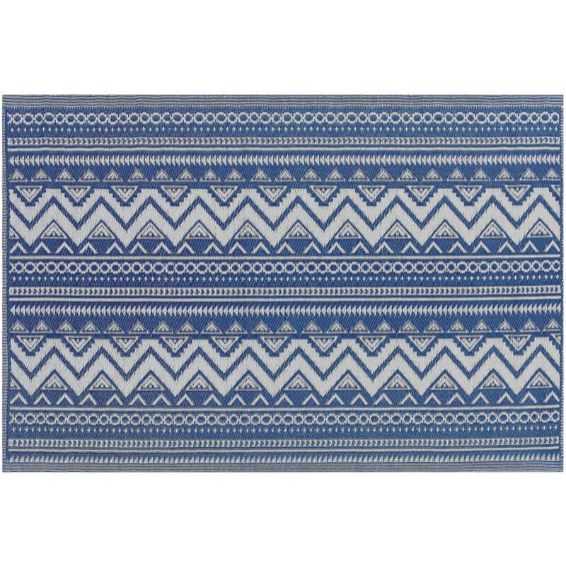 Beliani - Tapis d'Extérieur Boho 120 x 180 cm en Polypropylène Bleu et Blanc Nagpur