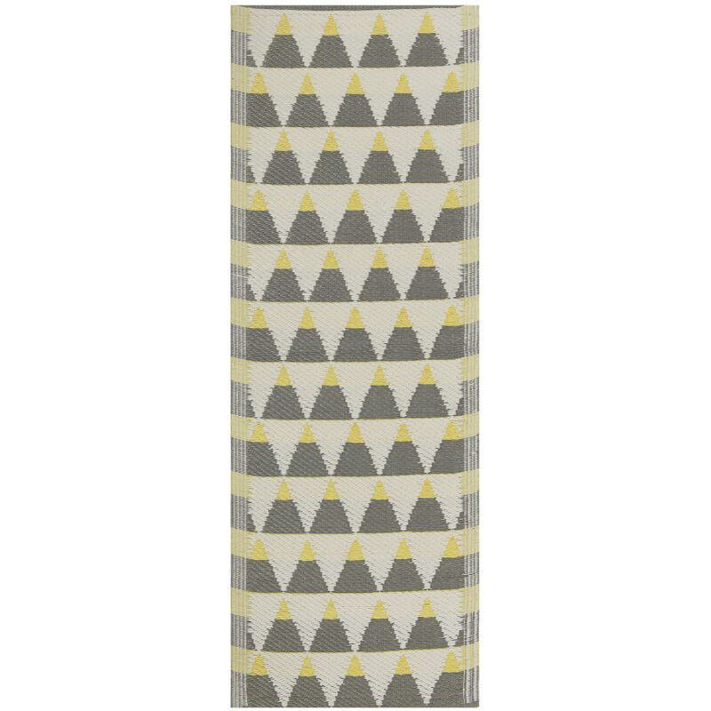 Beliani - Tapis Extérieur et Intérieur Polyvalent Gris et Jaune en Polypropylène Motif Triangles pour Salon ou Terrasse Modernes 60 x 105 cm
