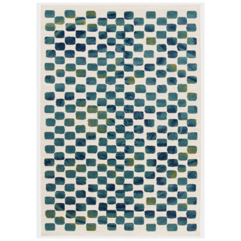 Tapis extérieur et intérieur motif géométrique - Idylle - Bleu et vert - 120 x 170 cm