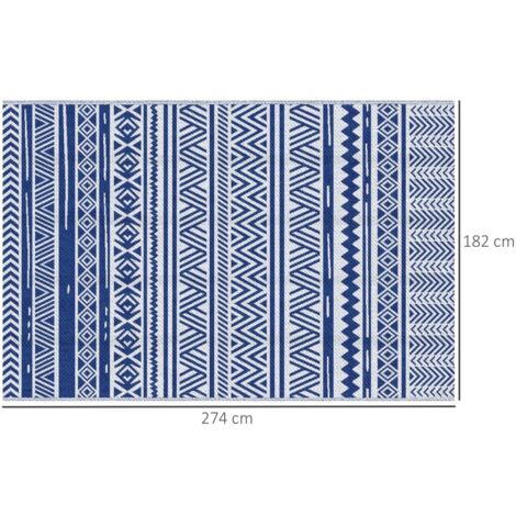 Tapis extérieur graphique 2,74x1,82m PP 310g/m², réversible 2 motifs