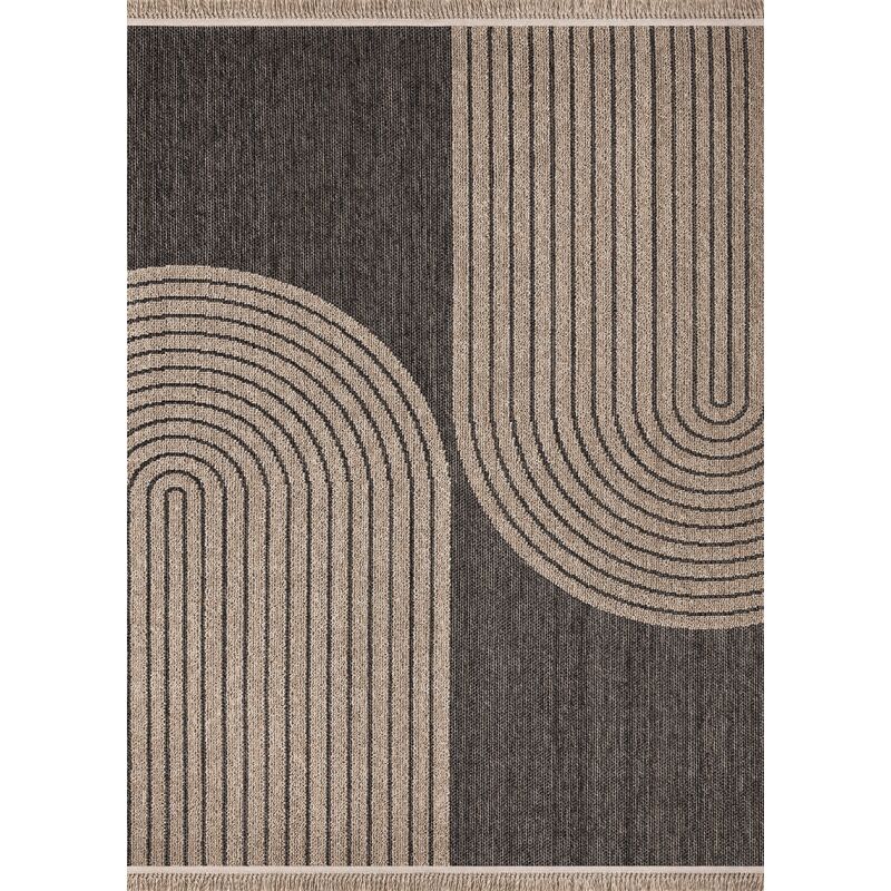 Toutapis - Tapis extérieur intérieur effet jute arc cassis 93 - Gris anthracite, rectangle, 120x170 cm