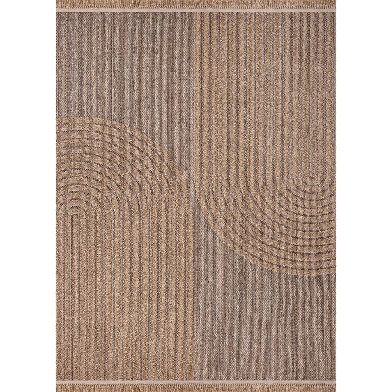 Toutapis - Tapis extérieur intérieur effet jute arc cassis 93 - Beige, rectangle, 80x150 cm