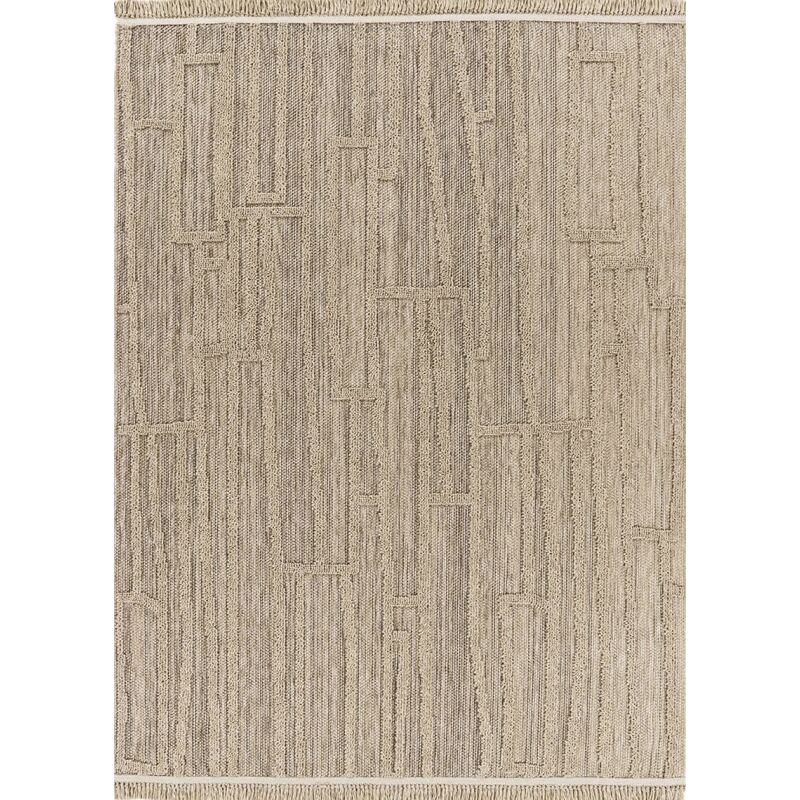 Toutapis - Tapis extérieur intérieur effet jute géométrique beige cassis 99 à franges facile d'entretien 160x230