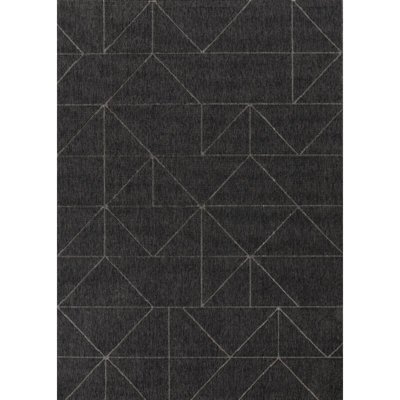 Toutapis - Tapis extérieur intérieur effet jute géométrique gris anthracite bodrum 26 facile d'entretien 160x230