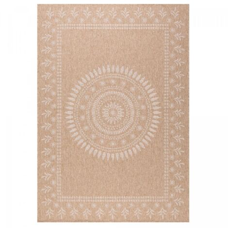 Tapis extérieur kilim 160x230 beige et blanc rectangle JUTE ART 6
