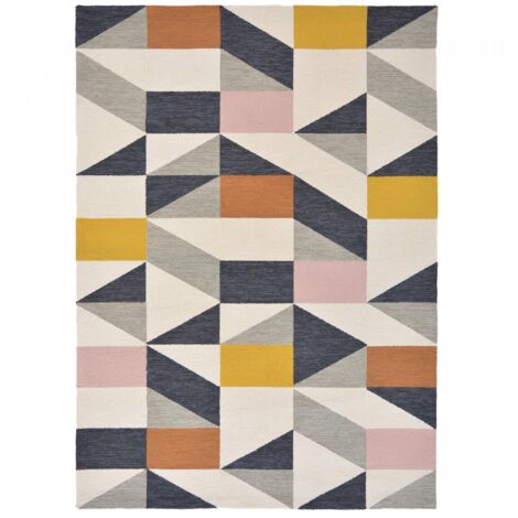 Tapis extérieur kilim 200x280 orange et rose rectangle NUEVO