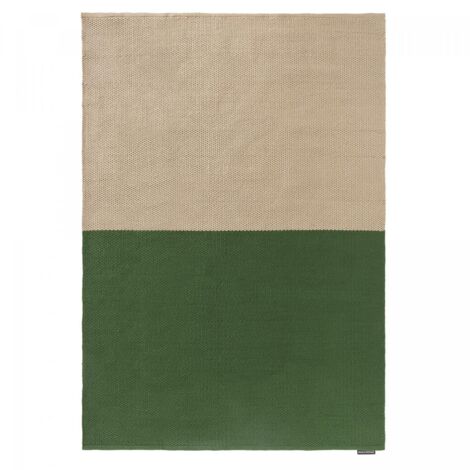 Tapis extérieur kilim fait main 140x200 vert et beige rectangle en PET