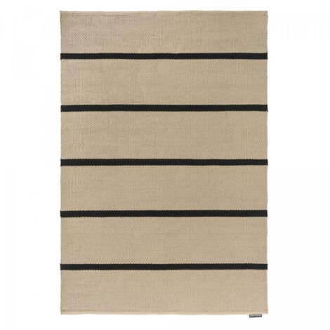 Tapis extérieur kilim fait main 160x230 beige et noir rectangle en PET