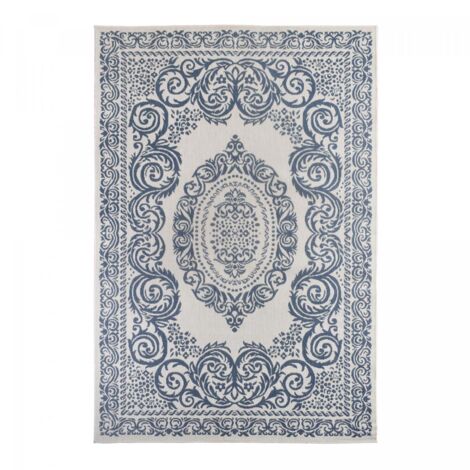 Tapis extérieur, kilim reversible AR REVERSIBLE 120x170 bleu et blanc