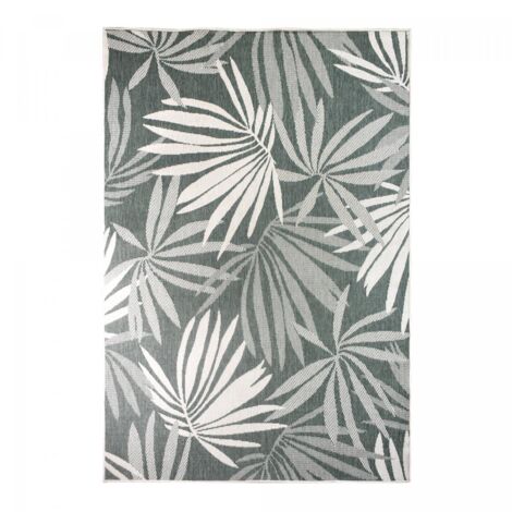 Tapis extérieur, kilim reversible LYN2 AM REVERSIBLE 120x170 vert et crème