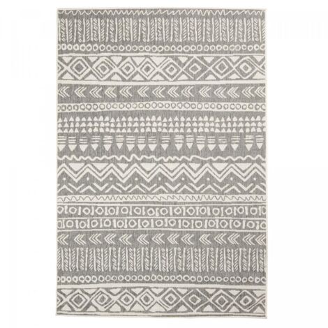 Tapis extérieur, kilim reversible LYN2 AO REVERSIBLE 120x170 gris et crème