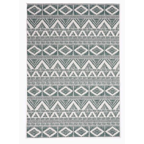 Tapis extérieur, kilim reversible LYN2 BG REVERSIBLE 80x150 vert et crème