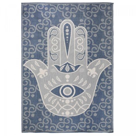 Tapis extérieur, kilim reversible LYN2 L REVERSIBLE 60x110 bleu et beige