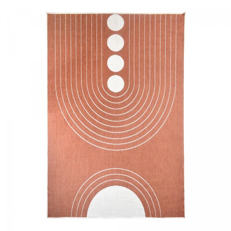 Dezenco - Tapis extérieur, kilim reversible EX1 arco 200x290 Terracota et crème