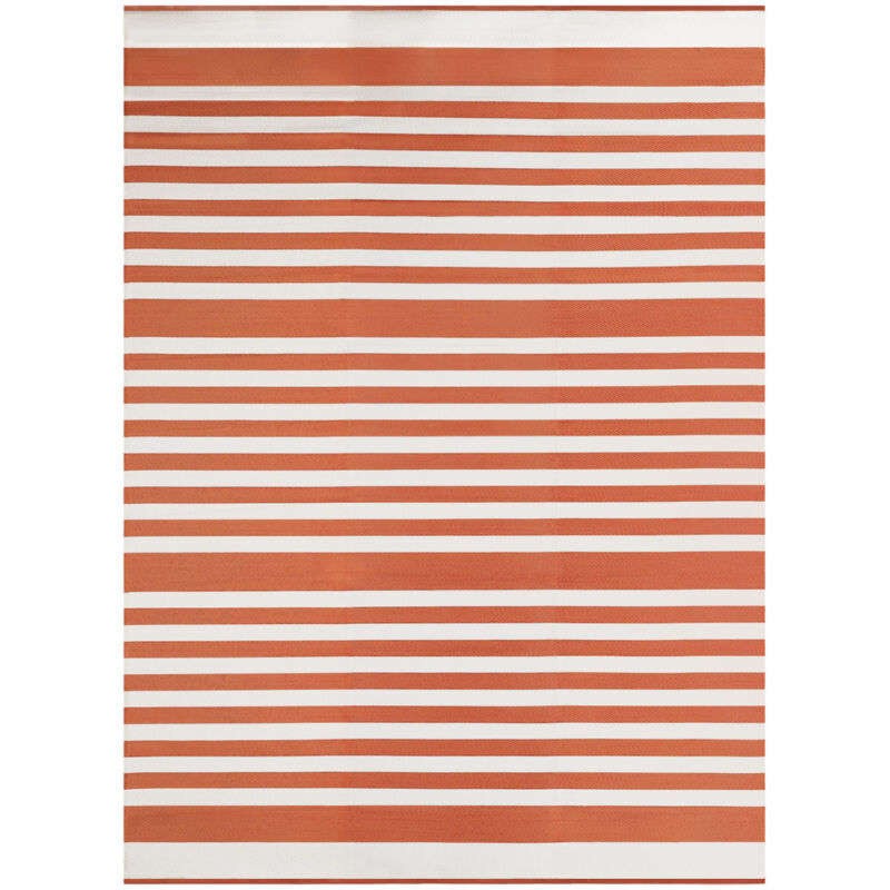Idmarket - Tapis extérieur rayures terracotta 270 x 370 cm