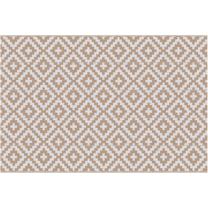 Outsunny - Tapis extérieur style graphique - tapis réversible 2 motifs - dim. 2,74L x 1,82l m, ép. 3 mm - pp haute densité 310 g/m² blanc beige
