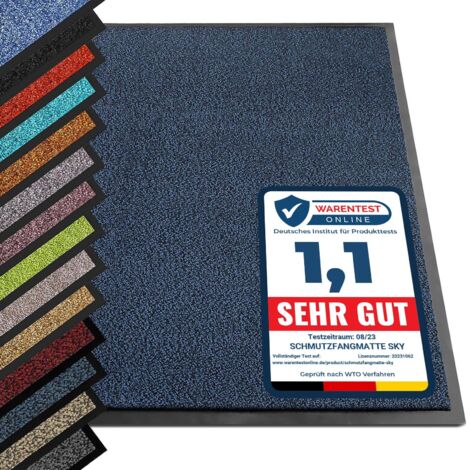 Tapis extérieur, Rhine Tapis d'entrée Lavable, certifié Oeko-Tex Bleu Moucheté, 40 cm x 60 cm