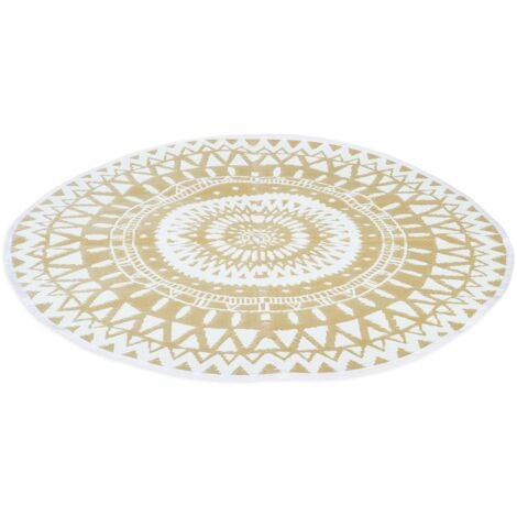 Tapis extérieur ROND naturel et blanc D.150 CM