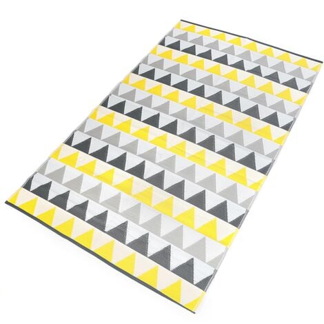 Tapis extérieur SARI triangles gris et jaune 180 x 280 CM - Gris