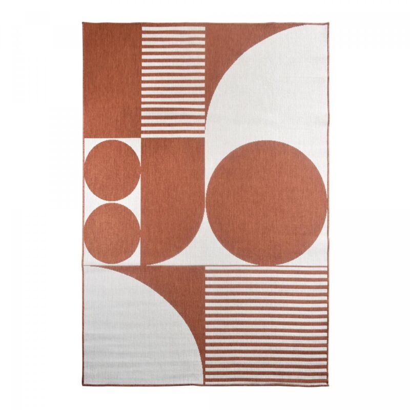 Dezenco - Tapis extérieur, kilim reversible EX1 sixtos 120x170 Terracota et crème