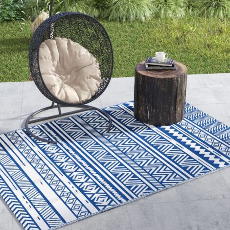 Tapis extérieur Style Graphique - Tapis réversible 2 Motifs - dim. 2,74L x 1,82l m - PP Haute densité 310 g/m²