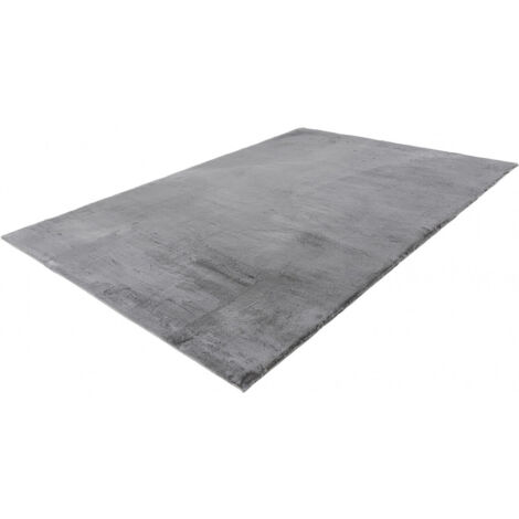 Tapis extra doux en polyester uni rectangle Emotion Gris 60x110 - Gris