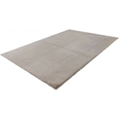 Tapis extra doux en polyester uni rectangle Emotion Taupe 200x290 - Taupe