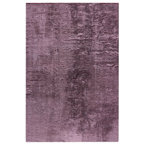Tapis extra doux rectangle polyester uni Mistara Mauve 60x110 - Mauve
