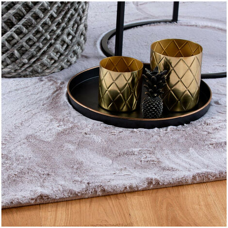 Tapis extra doux rectangle polyester uni Mistara Taupe 120x170 - Taupe