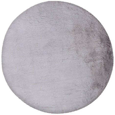 Tapis extra doux rond polyester uni Mistara Gris Ø 80 - Gris