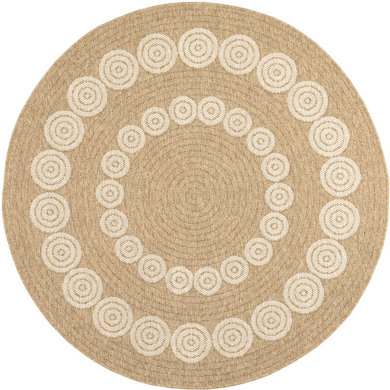Avril Paris - Tapis extérieur rond - 80cm - naturel - 100% polypropylène résistant aux uv - 1400 gr/m² - liak