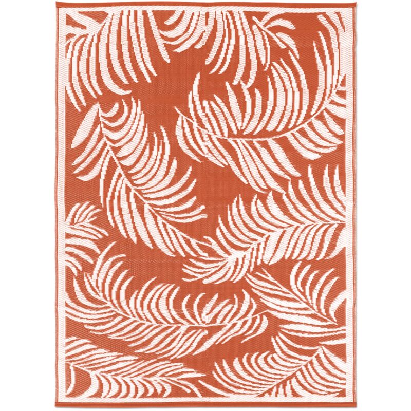 Idmarket - Tapis extérieur coco tropical terracotta et blanc 270 x 470 cm