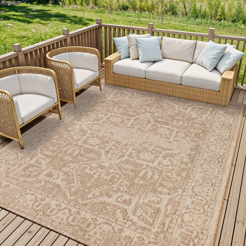Surya - Tapis d'Extérieur/Intérieur Aspect Jute Beige/Ivoire 160x213 cm