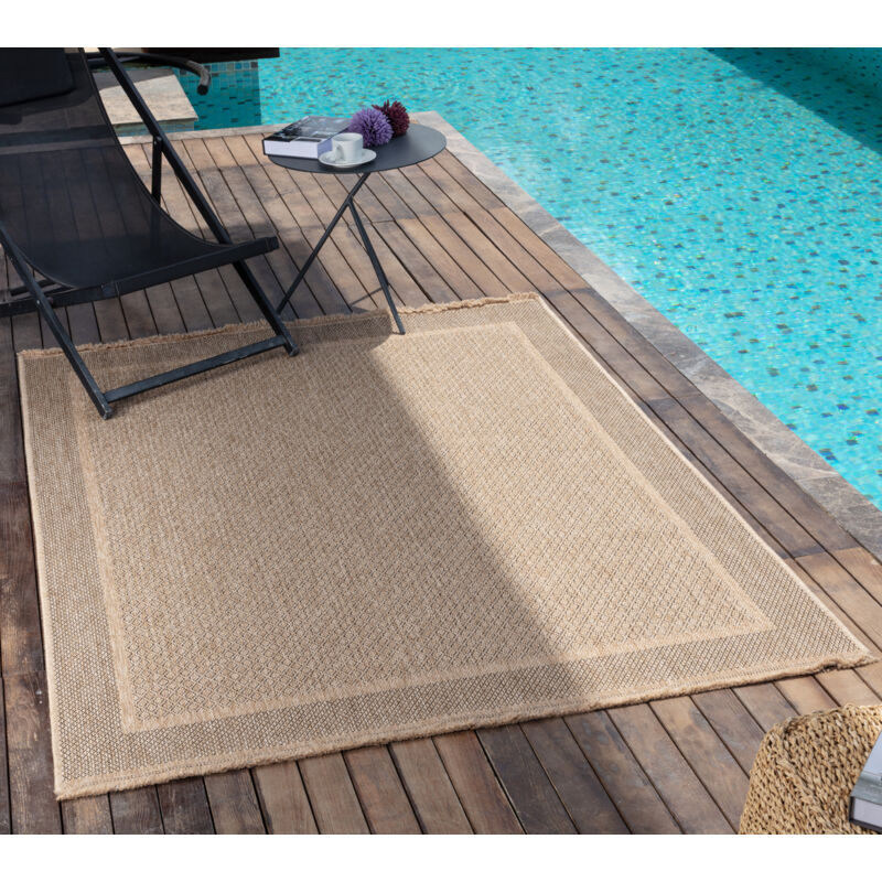 Surya - Tapis d'Extérieur/Intérieur Aspect Jute Beige/Noir 160x213 cm