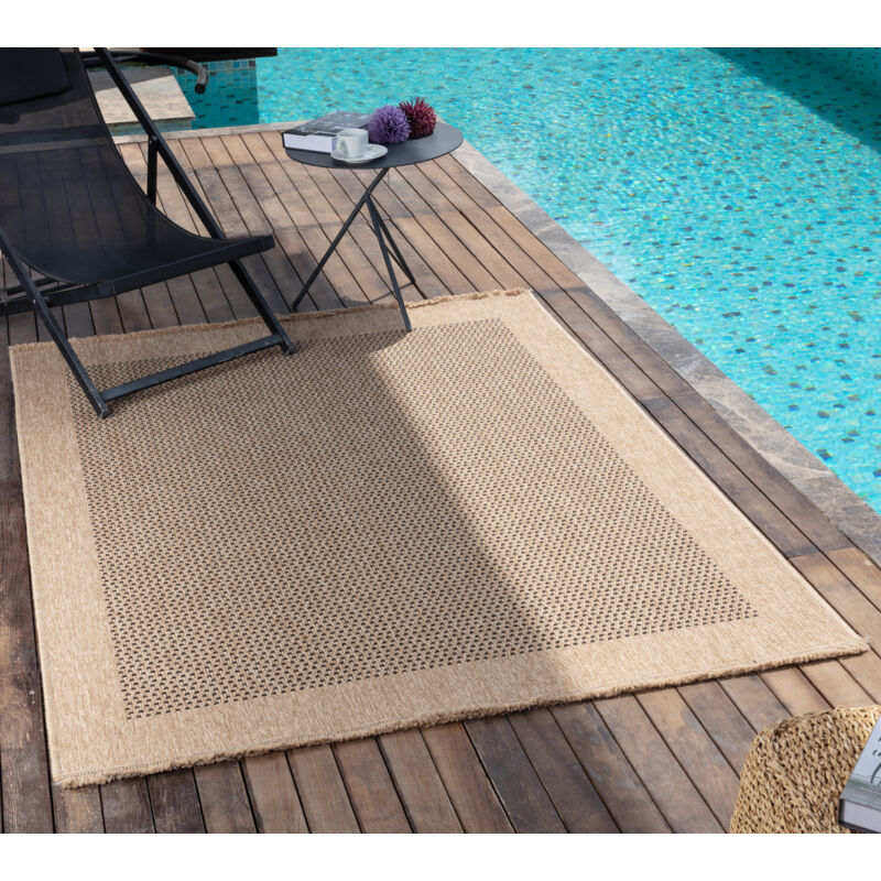 Surya - Tapis d'Extérieur/Intérieur Aspect Jute Beige/Noir 160x213 cm
