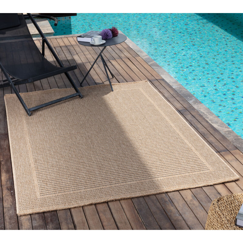 Surya - Tapis d'Extérieur/Intérieur Aspect Jute Beige/Noir 120x170 cm