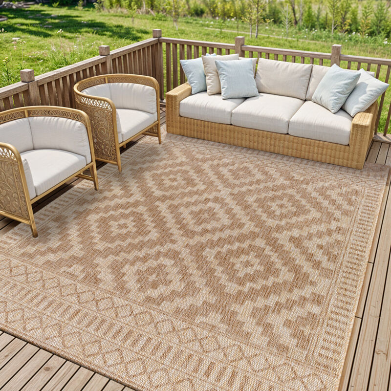 Surya - Tapis d'Extérieur/Intérieur Aspect Jute Beige/Ivoire 160x213 cm