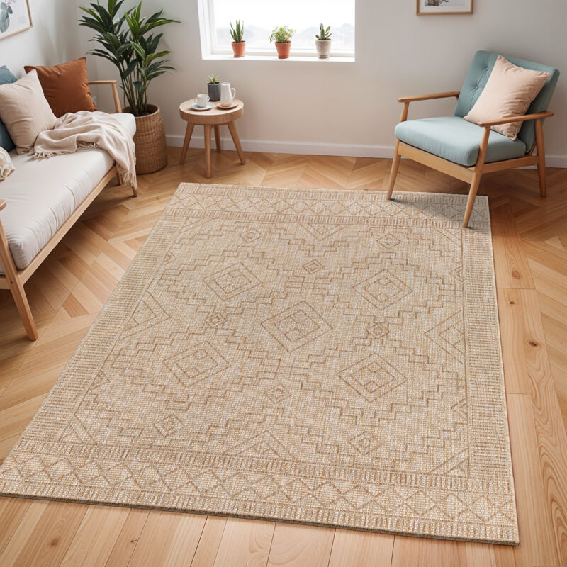 Surya - Tapis d'Extérieur/Intérieur Aspect Jute Beige/Ivoire 160x213 cm