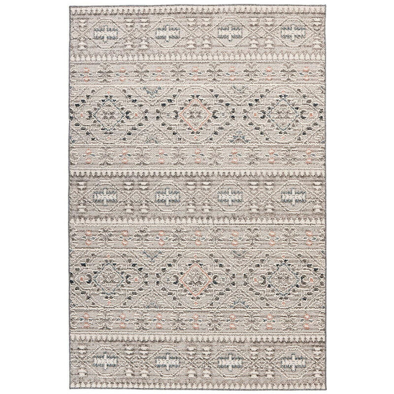 Deladeco - Tapis extérieur et intérieur ethnique Victoria Ivoire 200x290 - Ivoire