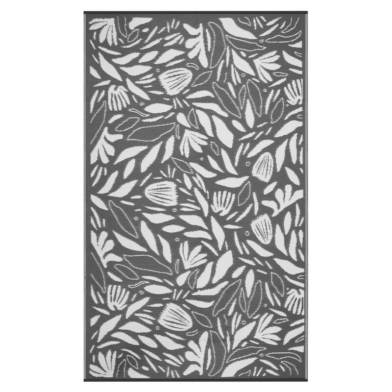 Tapis extérieur flower gris et blanc 180 x 280 cm - Multicolore