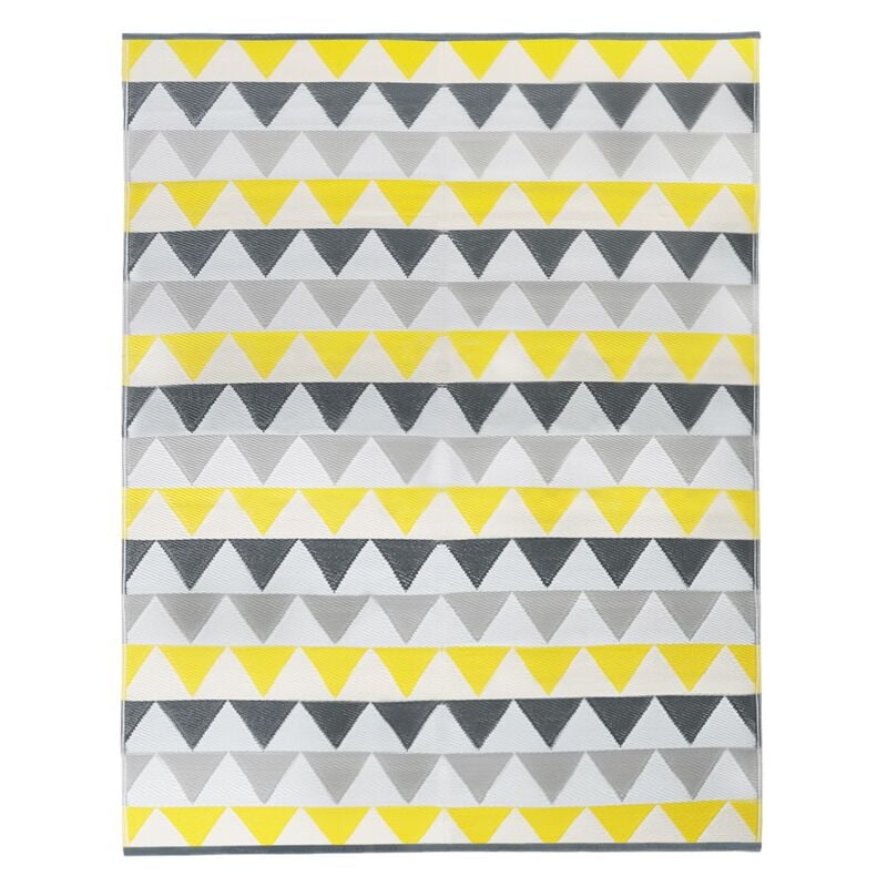 Tapis extérieur sari triangles gris et jaune 270 x 370 cm - Multicolore